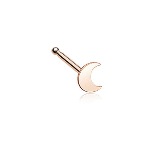 Rose Gold Dainty Crescent Moon Icon Nose Stud Ring Nose Ring Impulse Piercings