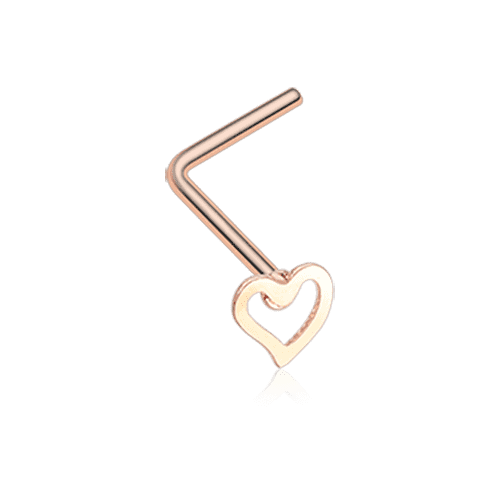 Rose Gold Dainty Heart Icon L-Shaped Nose Ring Nose Ring Impulse Piercings