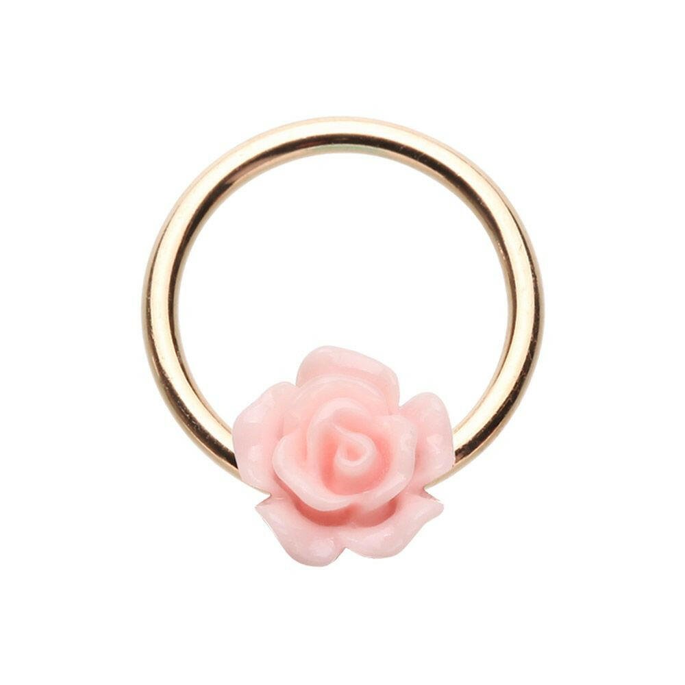 Rose Gold Dainty Pink Rose Steel Captive Bead Ring Captive Bead Impulse Piercings 5/16" (8mm)