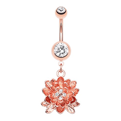 Rose Gold Divine Lotus Belly Button Ring Navel Ring Impulse Piercings