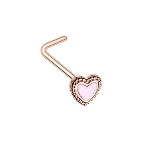 Rose Gold Doily Valentine Heart L-Shape Nose Ring Nose Ring Impulse Piercings Default Title