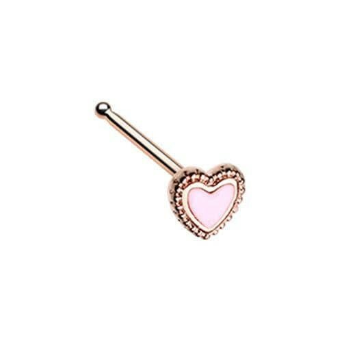 Rose Gold Doily Valentine Heart Nose Stud Ring Nose Ring Impulse Piercings Default Title