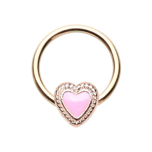 Rose Gold Doily Valentine Heart Steel Captive Bead Ring Captive Bead Impulse Piercings 5/16" (8mm)