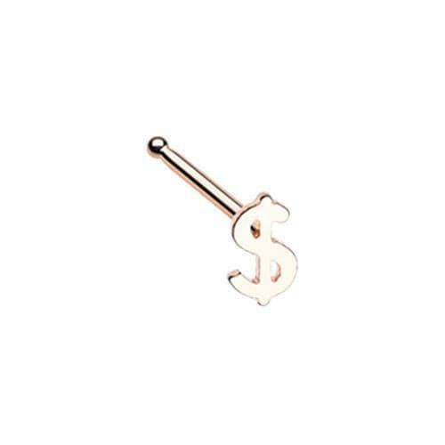 Rose Gold Dollar Money Sign Nose Stud Ring Nose Ring Impulse Piercings Default Title