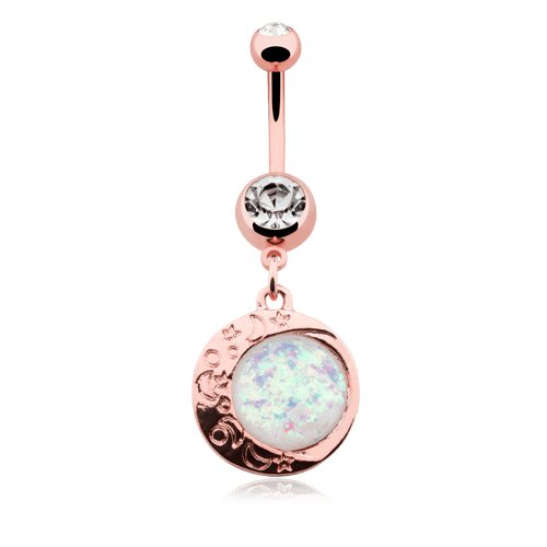 Rose Gold Eclipse Sun Opal Moon Belly Button Ring Navel Ring Impulse Piercings