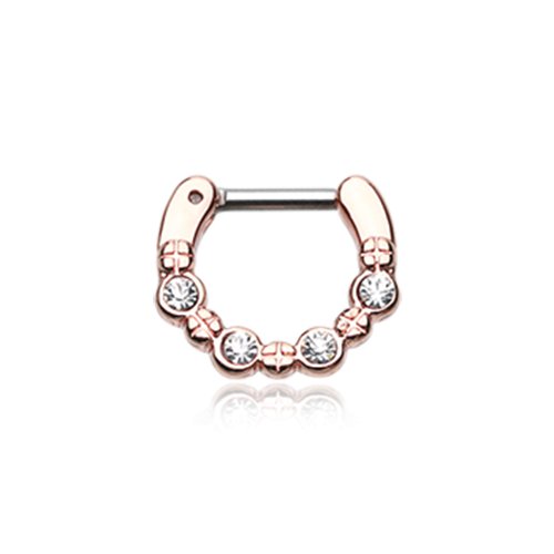 Rose Gold Elan Multi-Gem Septum Clicker Septum Ring Impulse Piercings 16 GA (1.2mm) 1/4" (6mm)