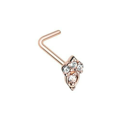 Rose Gold Elegant Victorian L-Shape Nose Ring Nose Ring Impulse Piercings Default Title