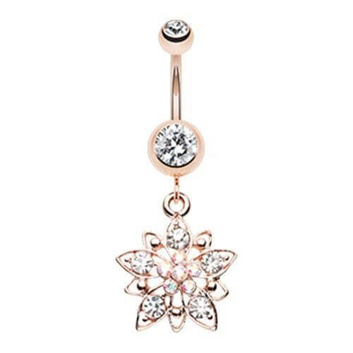 Rose Gold Flower Cluster Belly Button Ring Navel Ring Impulse Piercings