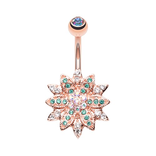 Rose Gold Flower Entice Belly Button Ring Navel Ring Impulse Piercings