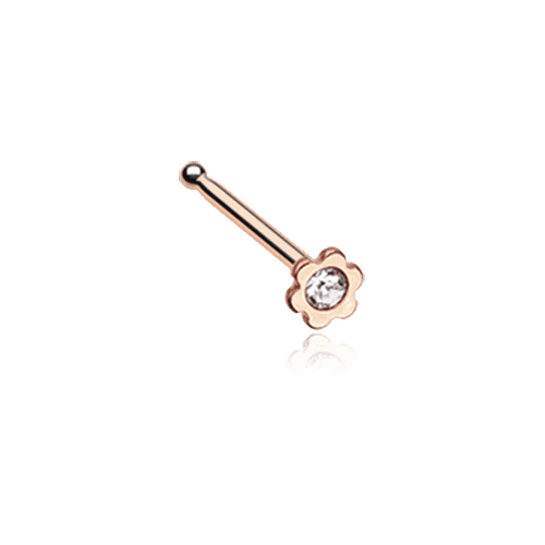 Rose Gold Flower Icon Sparkle Nose Stud Ring Nose Ring Impulse Piercings