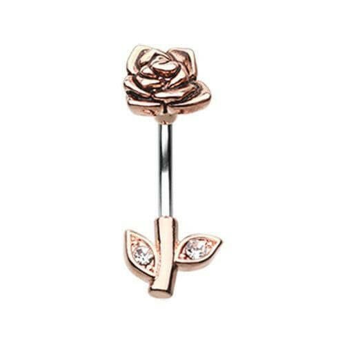 Rose Gold Full Blossom Rose Belly Button Ring Navel Ring Impulse Piercings