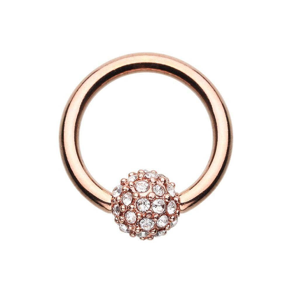 Rose Gold Full Dome Pave Steel Captive Bead Ring Captive Bead Impulse Piercings 5/32" (4mm)