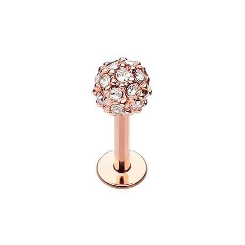 Rose Gold Full Dome Pave Top Steel Labret Labret Impulse Piercings 16 GA (1.2mm) 5/16" (8mm)