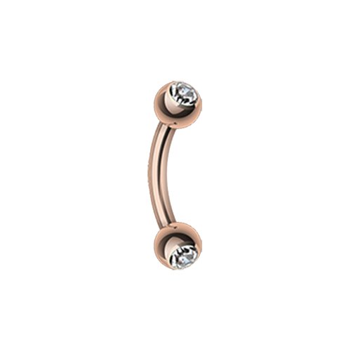 Rose Gold Gem Ball Curved Barbell Eyebrow Ring Curved Barbell Impulse Piercings 5/16" (8mm) Clear