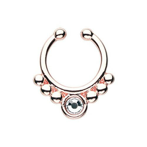 Rose Gold Gem Grandiose Fake Septum Clip-On Ring Fake Septum Ring Impulse Piercings