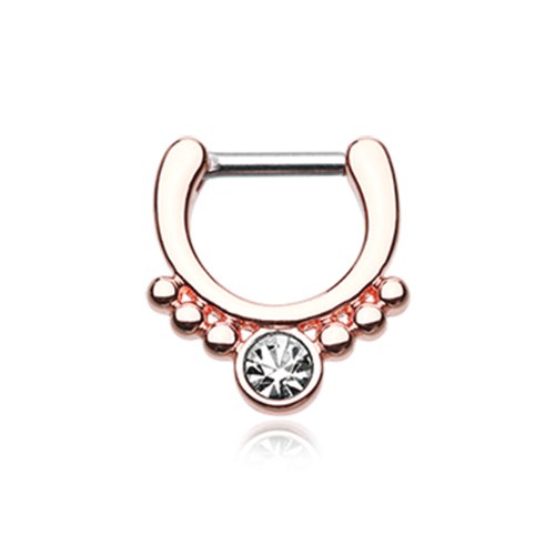 Rose Gold Gem Grandiose Septum Clicker Septum Ring Impulse Piercings 16 GA (1.2mm) 1/4" (6mm)