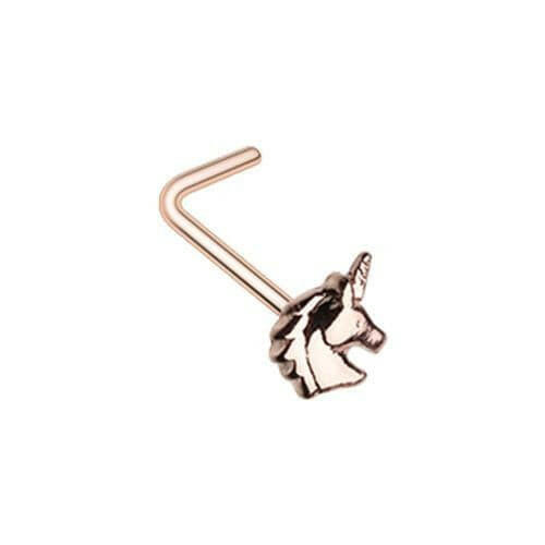 Rose Gold Golden Believe in Unicorns L-Shape Nose Ring Nose Ring Impulse Piercings Default Title