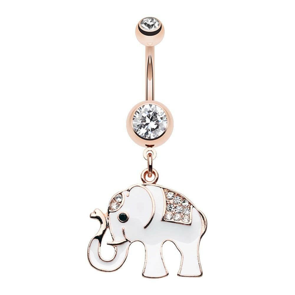 Rose Gold Good Luck Ganesh Elephant Belly Button Ring Navel Ring Impulse Piercings