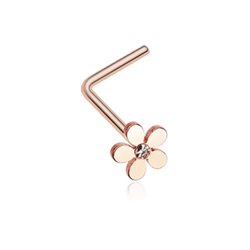 Rose Gold Grand Plumeria Flower L-Shaped Nose Ring Nose Ring Impulse Piercings