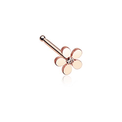 Rose Gold Grand Plumeria Flower Nose Stud Ring Nose Ring Impulse Piercings