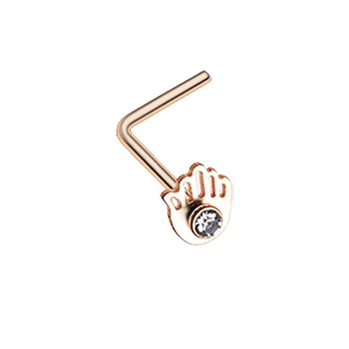 Rose Gold Hamsa Sparkle L-Shaped Nose Ring Nose Ring Impulse Piercings