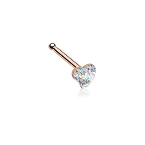 Rose Gold Heart Glitter Sparkle Nose Stud Ring Nose Ring Impulse Piercings