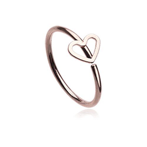 Rose Gold Heart Loop Bendable Nose Hoop Nose Ring Impulse Piercings 20 gauge (0.8mm) 5/16" (8mm)