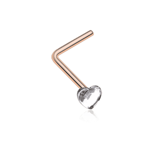 Rose Gold Heart Sparkle L-Shaped Nose Ring Nose Ring Impulse Piercings