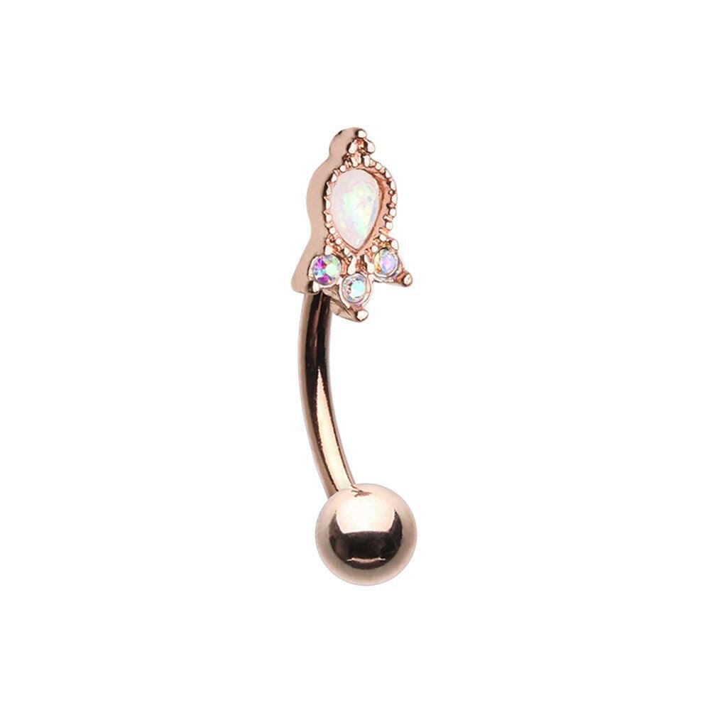 Rose Gold Her Eminence Curved Barbell Eyebrow Ring Curved Barbell Impulse Piercings