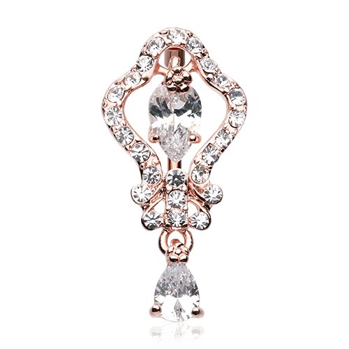 Rose Gold Hera Sparkle Reverse Cubic Zirconia Belly Button Ring Navel Ring Impulse Piercings