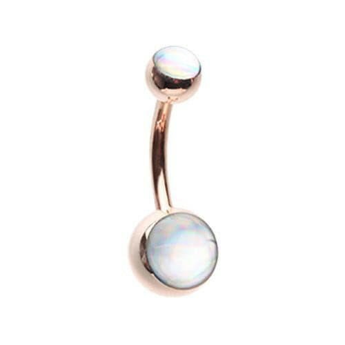 Rose Gold Hologram Sparkle Steel Belly Button Ring Navel Ring Impulse Piercings