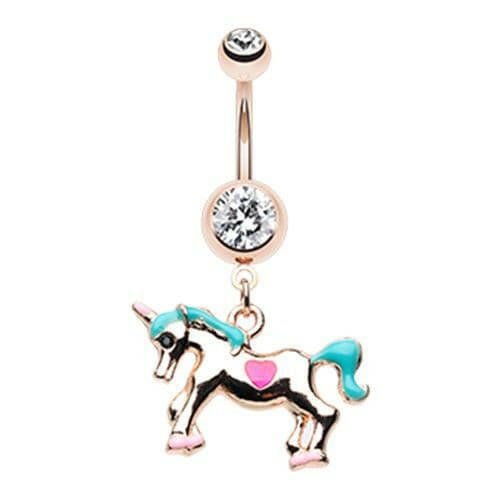 Rose Gold I Believe in Unicorns Belly Button Ring Navel Ring Impulse Piercings