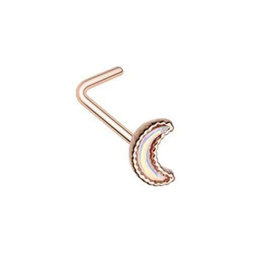 Rose Gold Illuminating Moon Shape L-Shape Nose Ring Nose Ring Impulse Piercings 20 gauge (0.8mm)