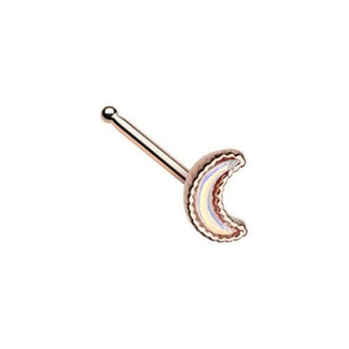 Rose Gold Illuminating Moon Shape Nose Stud Ring Nose Ring Impulse Piercings Default Title