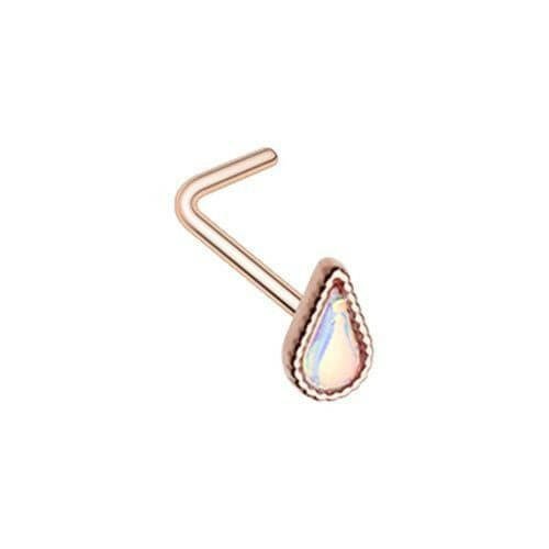 Rose Gold Illuminating Tear Drop Shape L-Shape Nose Ring Nose Ring Impulse Piercings Default Title