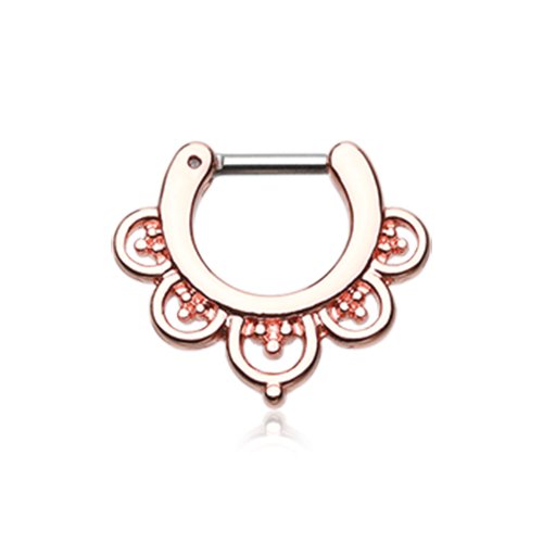 Rose Gold Imperial Filigree Septum Clicker Septum Ring Impulse Piercings 16 GA (1.2mm) 1/4" (6mm)