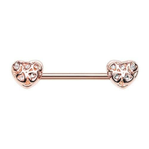 Rose Gold Infinite Heart Gemmed Nipple Barbell Ring Nipple Ring Impulse Piercings