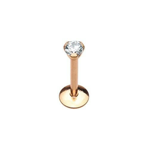 Rose Gold Internally Threaded Prong Set Gem Top Steel Labret Monroe Labret Impulse Piercings 5/16" (8mm) 1/16" (1.5mm)