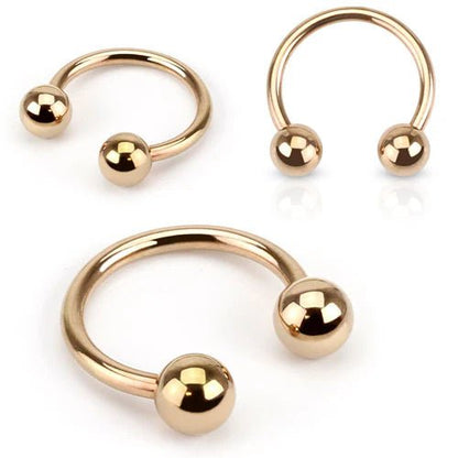 Rose Gold IP Over 316L Surgical Steel Horseshoe Circular Barbell Ring Horseshoe Skin Metals