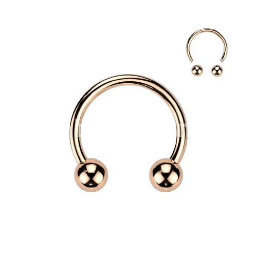 Rose Gold IP Over 316L Surgical Steel Horseshoe Circular Barbell Ring Horseshoe Skin Metals