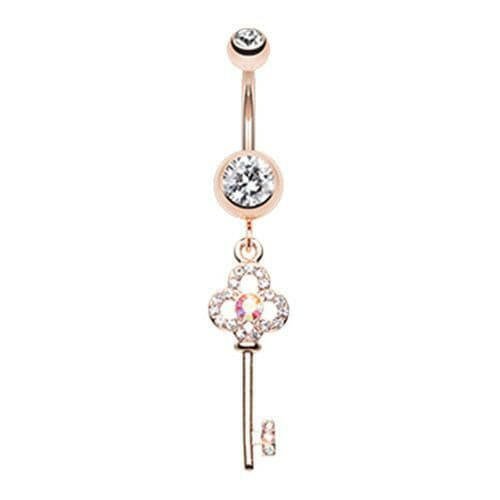 Rose Gold Key to Happiness Belly Button Ring Navel Ring Impulse Piercings