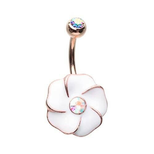 Rose Gold Light Hibiscus Belly Button Ring Navel Ring Impulse Piercings