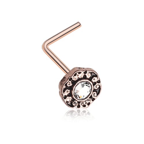 Rose Gold Luna Filigree Sparkle Icon L-Shaped Nose Ring Nose Ring Impulse Piercings