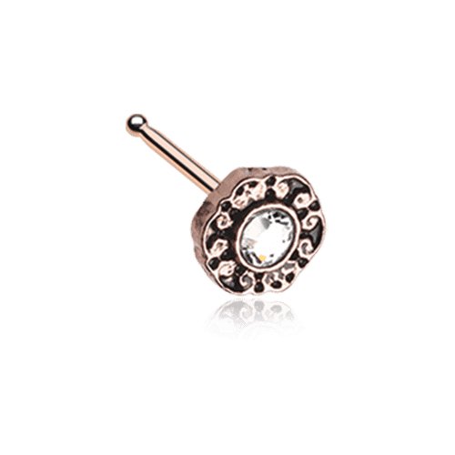 Rose Gold Luna Filigree Sparkle Icon Nose Stud Ring Nose Ring Impulse Piercings