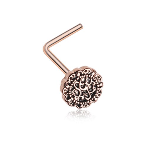 Rose Gold Mandela Filigree Icon L-Shaped Nose Ring Nose Ring Impulse Piercings