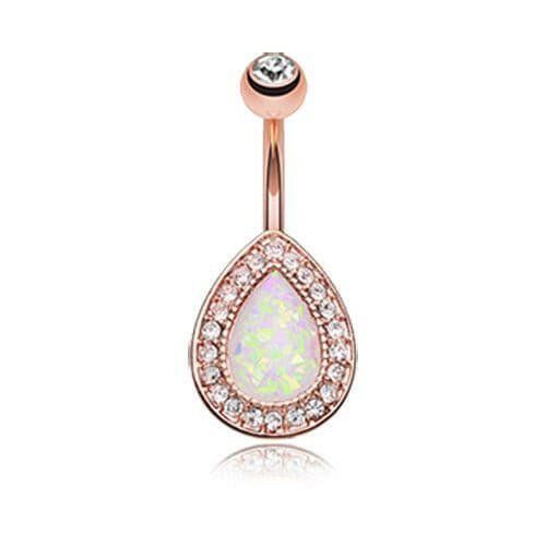 Rose Gold Opal Avice Belly Button Ring Navel Ring Impulse Piercings