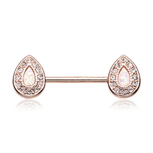 Rose Gold Opal Avice Nipple Barbell Ring Nipple Ring Impulse Piercings