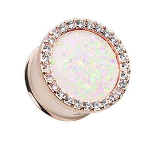 Rose Gold Opal Elegance Multi-Gem Ear Gauge Plug Plugs Impulse Piercings 2 GA (6.5mm)