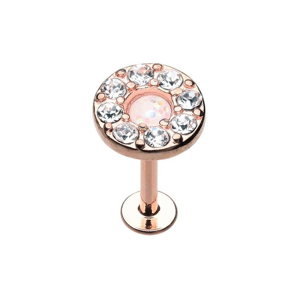 Rose Gold Opal Elegance Multi-Gem Top Steel Labret Labret Impulse Piercings