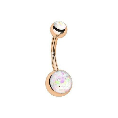 Rose Gold Opal Glitter Shower Belly Button Ring Navel Ring Impulse Piercings